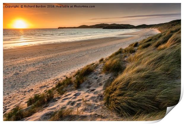 Balnakeil Bay sunset Print by Richard Burdon