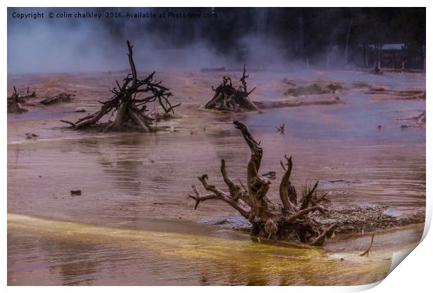 Ethereal Landscape in Yellowstone Park Print by colin chalkley
