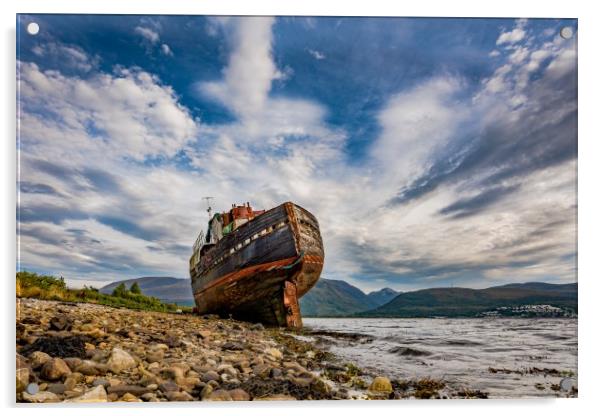 Corpach Wreck Acrylic by Nick Rowland