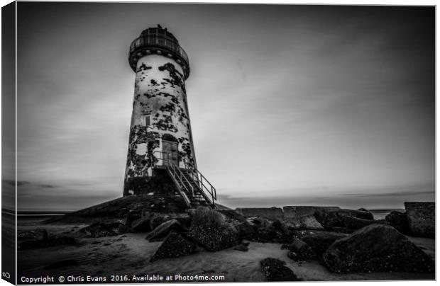 Old Lighthouse in Monochrome  Canvas Print by Chris Evans