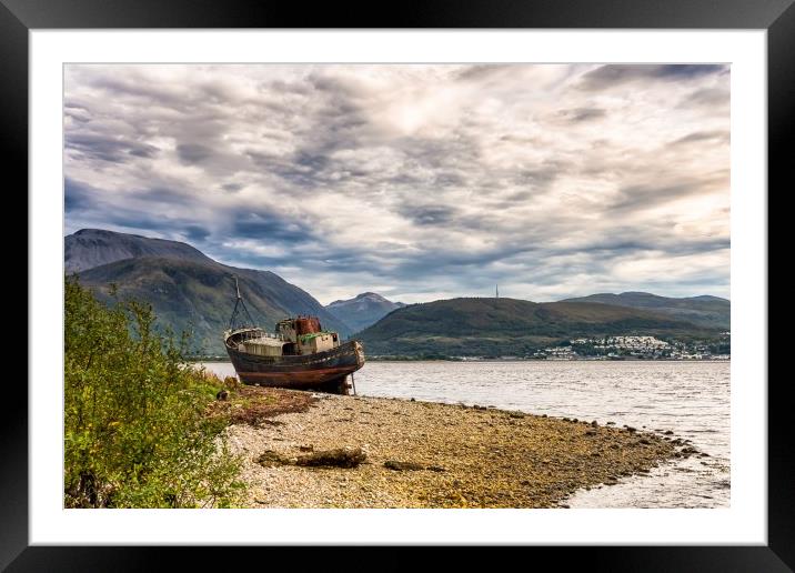 Corpach Wreck with Ben Nevis  Framed Mounted Print by Nick Rowland