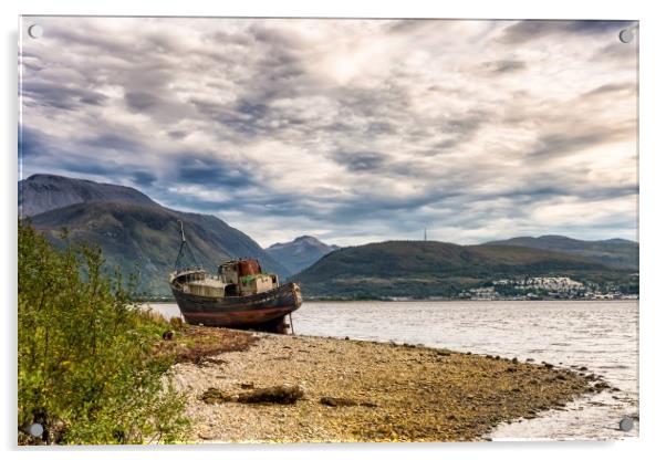 Corpach Wreck with Ben Nevis  Acrylic by Nick Rowland