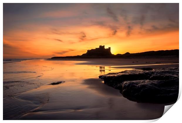 Bamburgh Castle Sunrise Print by Northeast Images