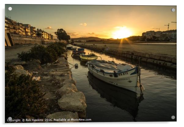 Salt Pan Boats  Acrylic by Rob Hawkins