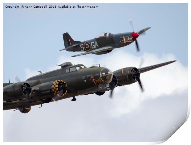 B-17 and P-51 formation. Print by Keith Campbell
