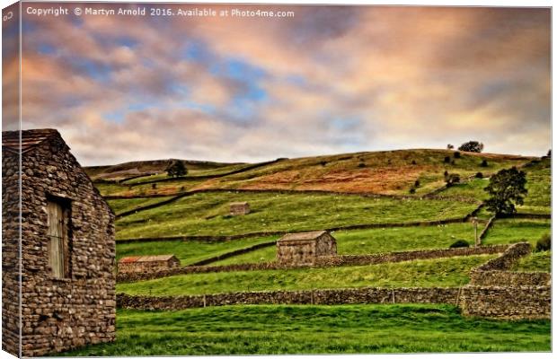 Swaledale Stone Barns and Walls Canvas Print by Martyn Arnold