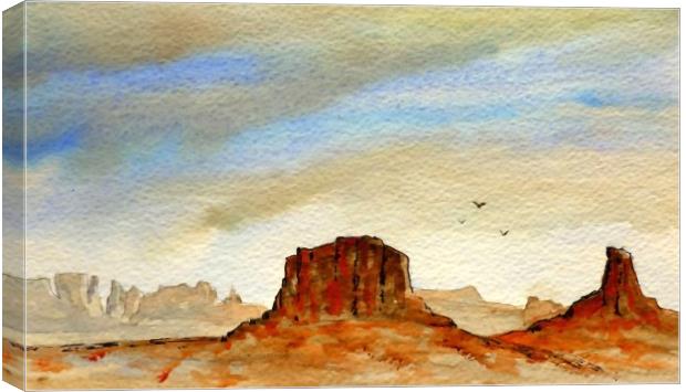 USA  wildwest  watercolor Canvas Print by dale rys (LP)