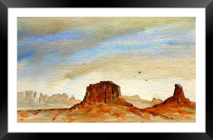 USA  wildwest  watercolor Framed Mounted Print by dale rys (LP)