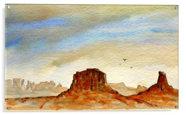 USA  wildwest  watercolor Acrylic by dale rys (LP)