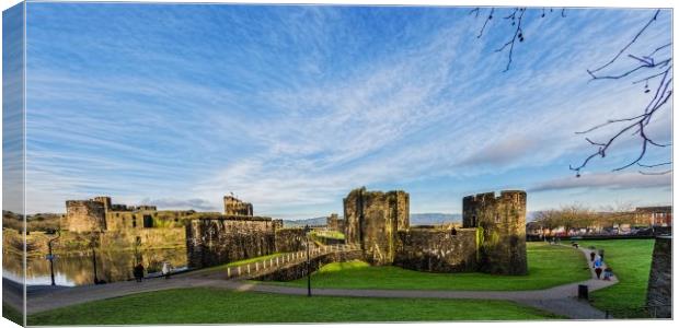 Caerphilly Castle Panorama Canvas Print by Steve Purnell