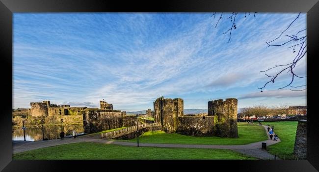 Caerphilly Castle Panorama Framed Print by Steve Purnell