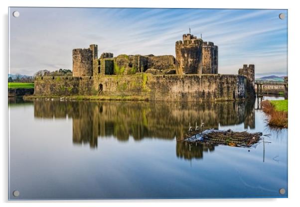 Caerphilly Castle Long Exposure 1 Acrylic by Steve Purnell