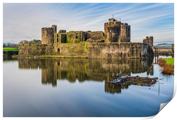 Caerphilly Castle Long Exposure 1 Print by Steve Purnell