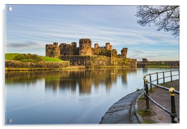 Caerphilly Castle Long Exposure 3 Acrylic by Steve Purnell