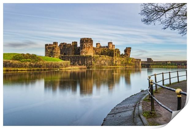 Caerphilly Castle Long Exposure 3 Print by Steve Purnell