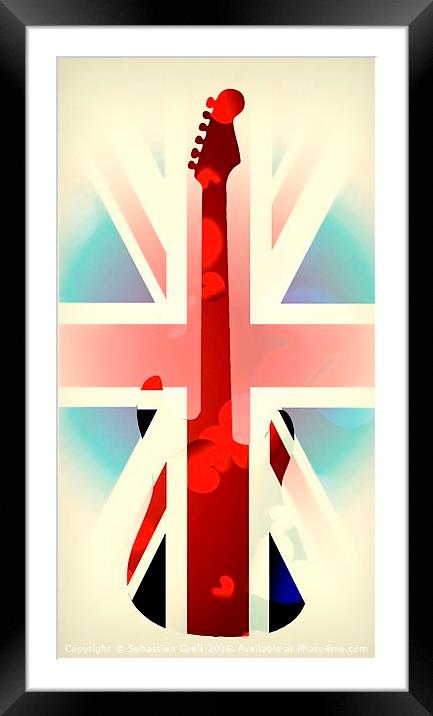 Guitar flag Framed Mounted Print by Sebastien Coell
