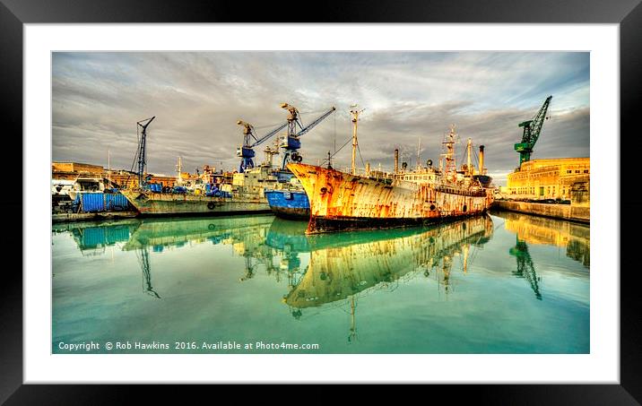 Paola Dock Reflections  Framed Mounted Print by Rob Hawkins