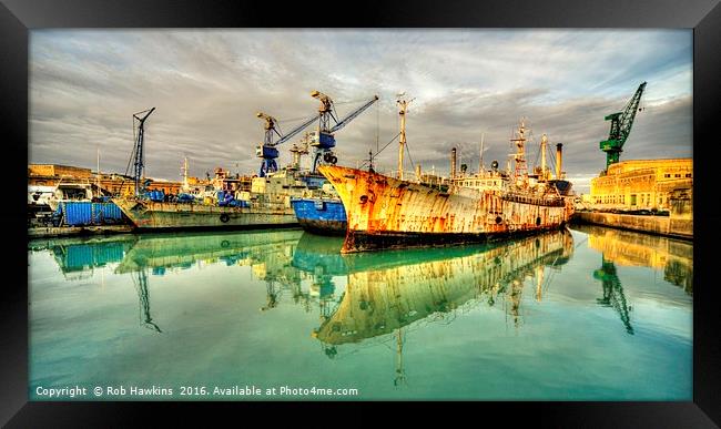 Paola Dock Reflections  Framed Print by Rob Hawkins