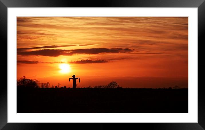 Scarecrow Sunset Framed Mounted Print by Ian Merton