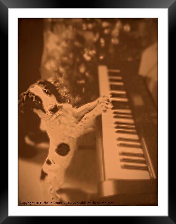 Piano Playing Spaniel Dog Framed Mounted Print by Michelle Smith