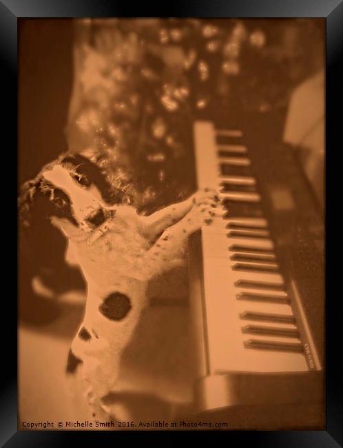 Piano Playing Spaniel Dog Framed Print by Michelle Smith