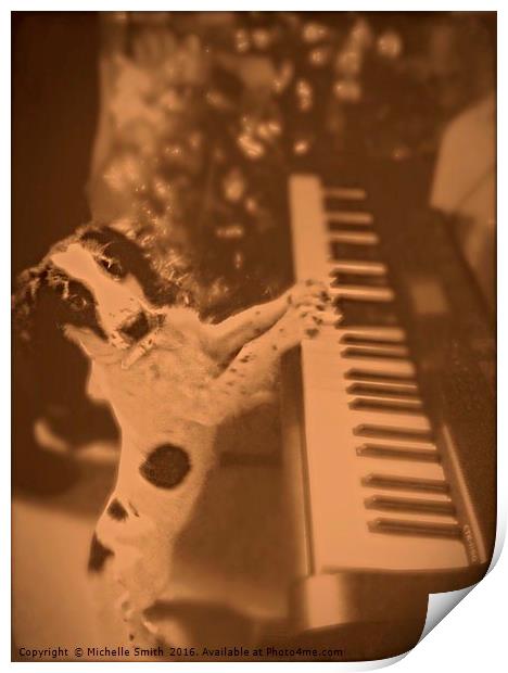 Piano Playing Spaniel Dog Print by Michelle Smith