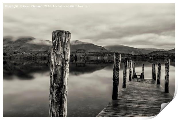 Jetty at Derwent Water Print by Kevin Clelland