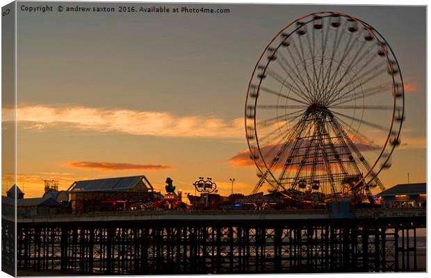 SUNSET PIER Canvas Print by andrew saxton