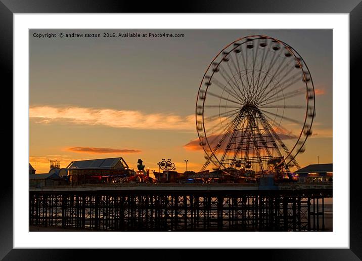 SUNSET PIER Framed Mounted Print by andrew saxton