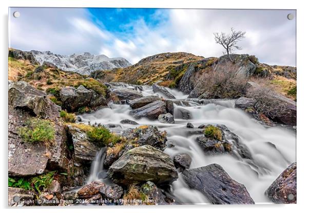 Mountain River Cwm Idwal Snowdonia  Acrylic by Adrian Evans