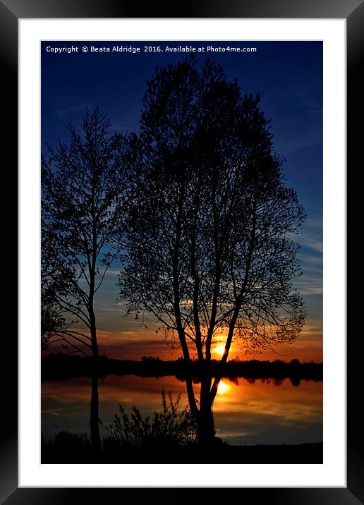 Sunset over lake Framed Mounted Print by Beata Aldridge