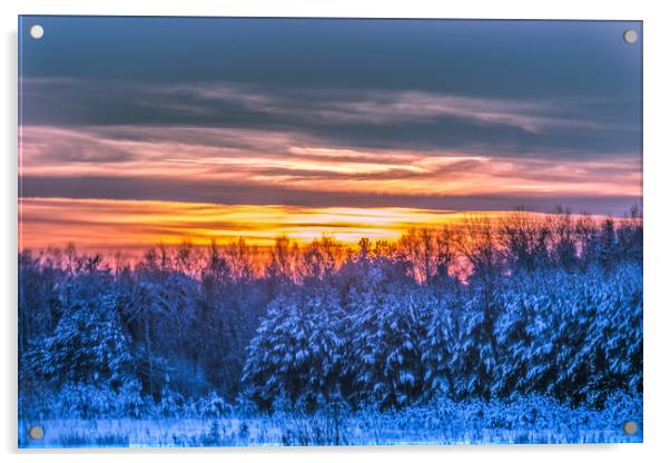 Magic winter sunset Acrylic by Svetlana Korneliuk