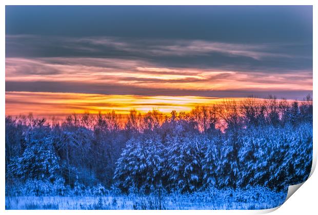 Magic winter sunset Print by Svetlana Korneliuk
