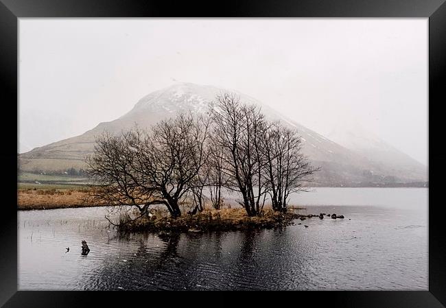 Snow blizzard over Brothers Water. Cumbria, UK. Framed Print by Liam Grant