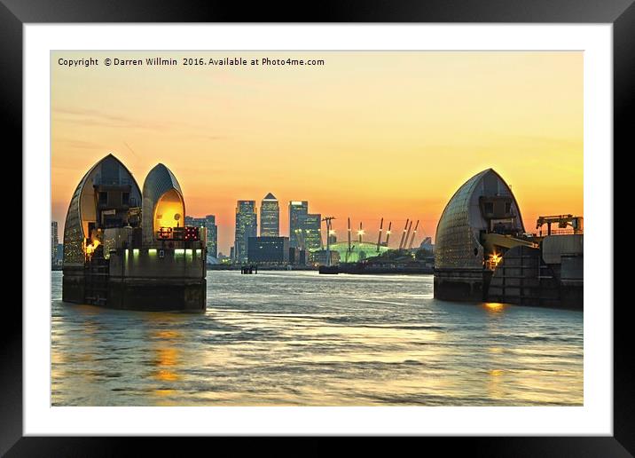 Thames Barrier At Sunset Framed Mounted Print by Darren Willmin