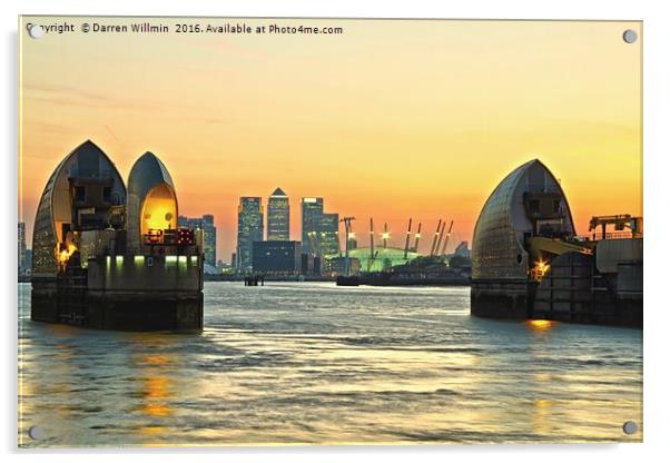 Thames Barrier At Sunset Acrylic by Darren Willmin
