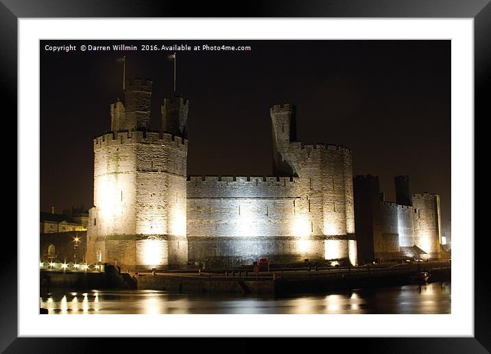 Caernarfon Castle at Night Framed Mounted Print by Darren Willmin