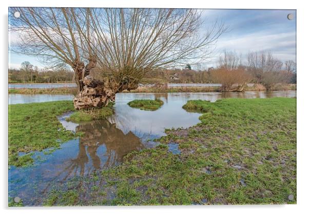River Stour rainfall overspill Acrylic by Gary Eason