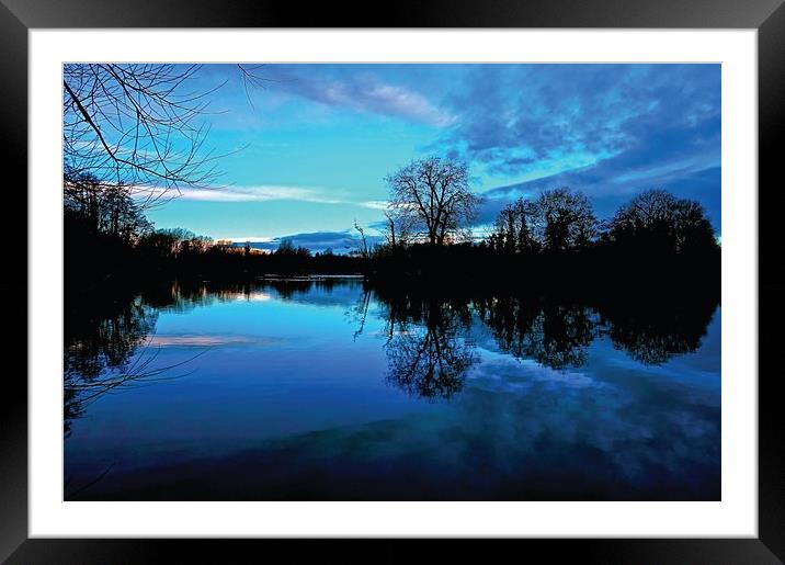  Silhouetted tree over the lake at Sunrise         Framed Mounted Print by Sue Bottomley