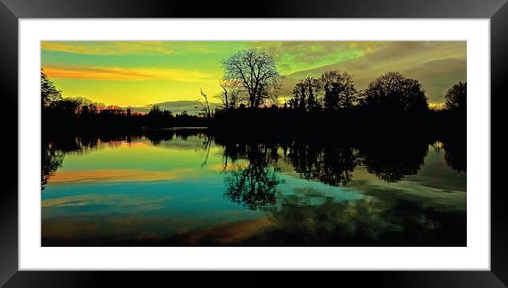  Colourful Sunrise over the lake                   Framed Mounted Print by Sue Bottomley