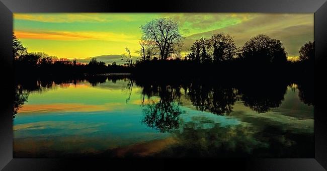  Colourful Sunrise over the lake                   Framed Print by Sue Bottomley