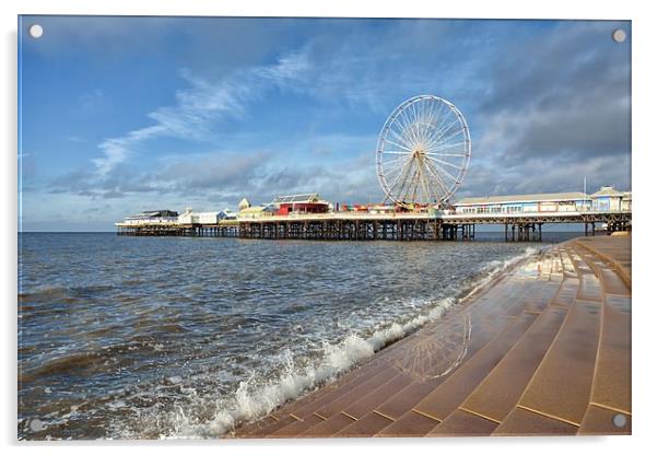 Central Pier Blackpool Promenade Acrylic by Gary Kenyon