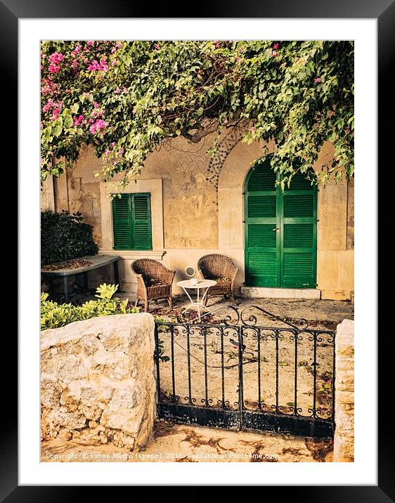 Spanish Patio Framed Mounted Print by Lynne Morris (Lswpp)