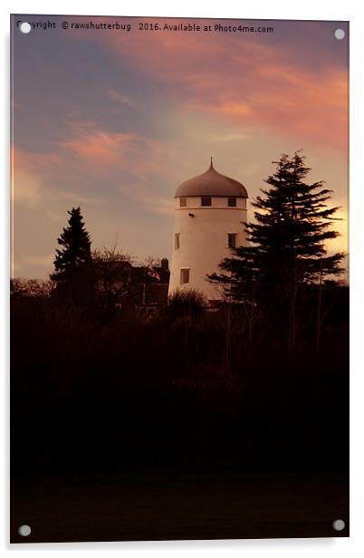 The Windmill At Sunset Acrylic by rawshutterbug 