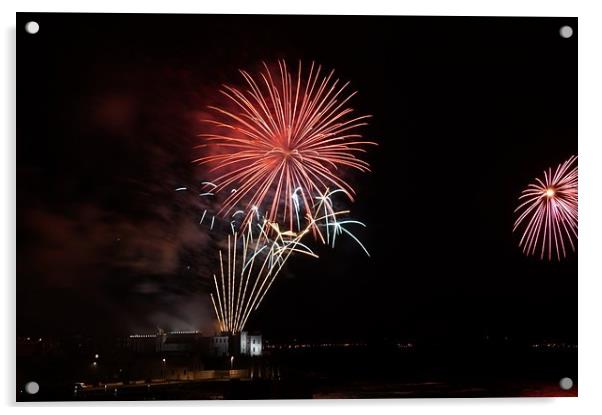 Fireworks over Portstewart Acrylic by Marc Lawrence