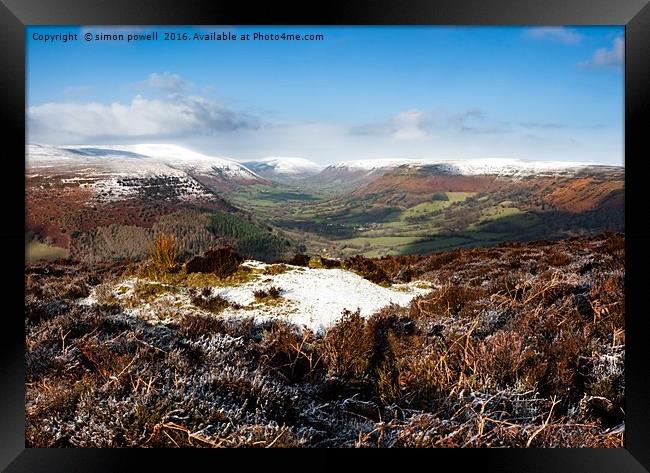 Llanthony valley winter 8385 Framed Print by simon powell