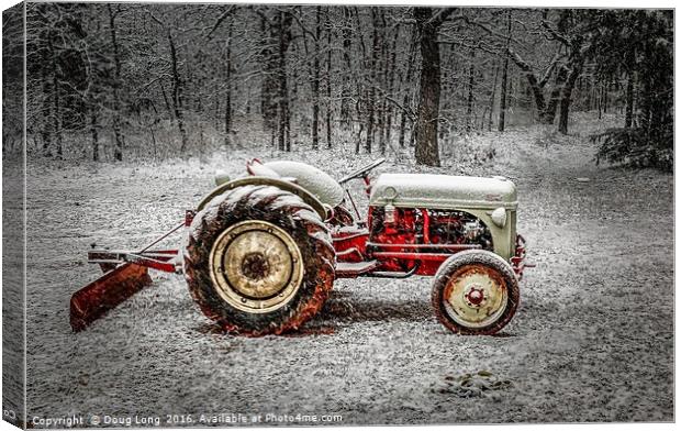 Tractor in the Snow Canvas Print by Doug Long