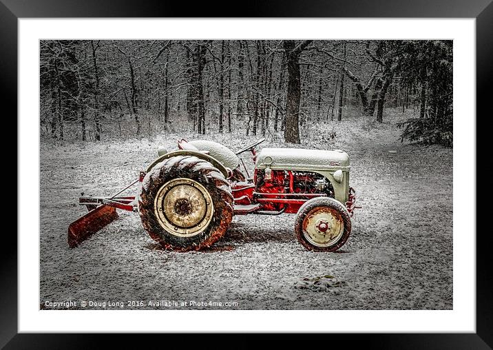Tractor in the Snow Framed Mounted Print by Doug Long