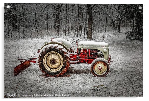 Tractor in the Snow Acrylic by Doug Long