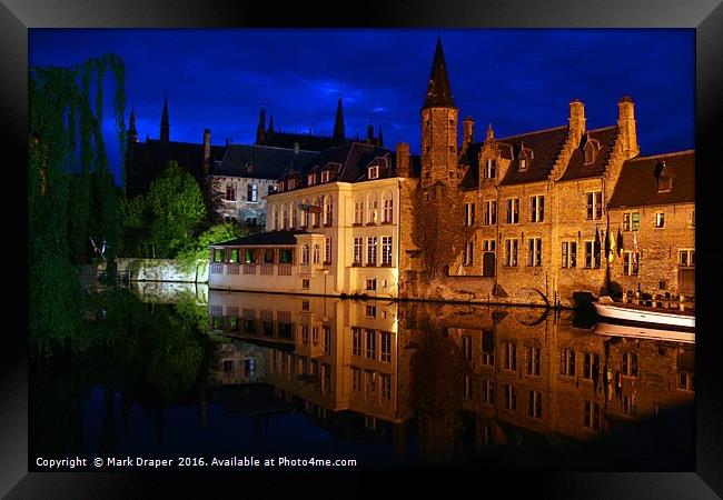 Reflections of Bruges Framed Print by Mark Draper